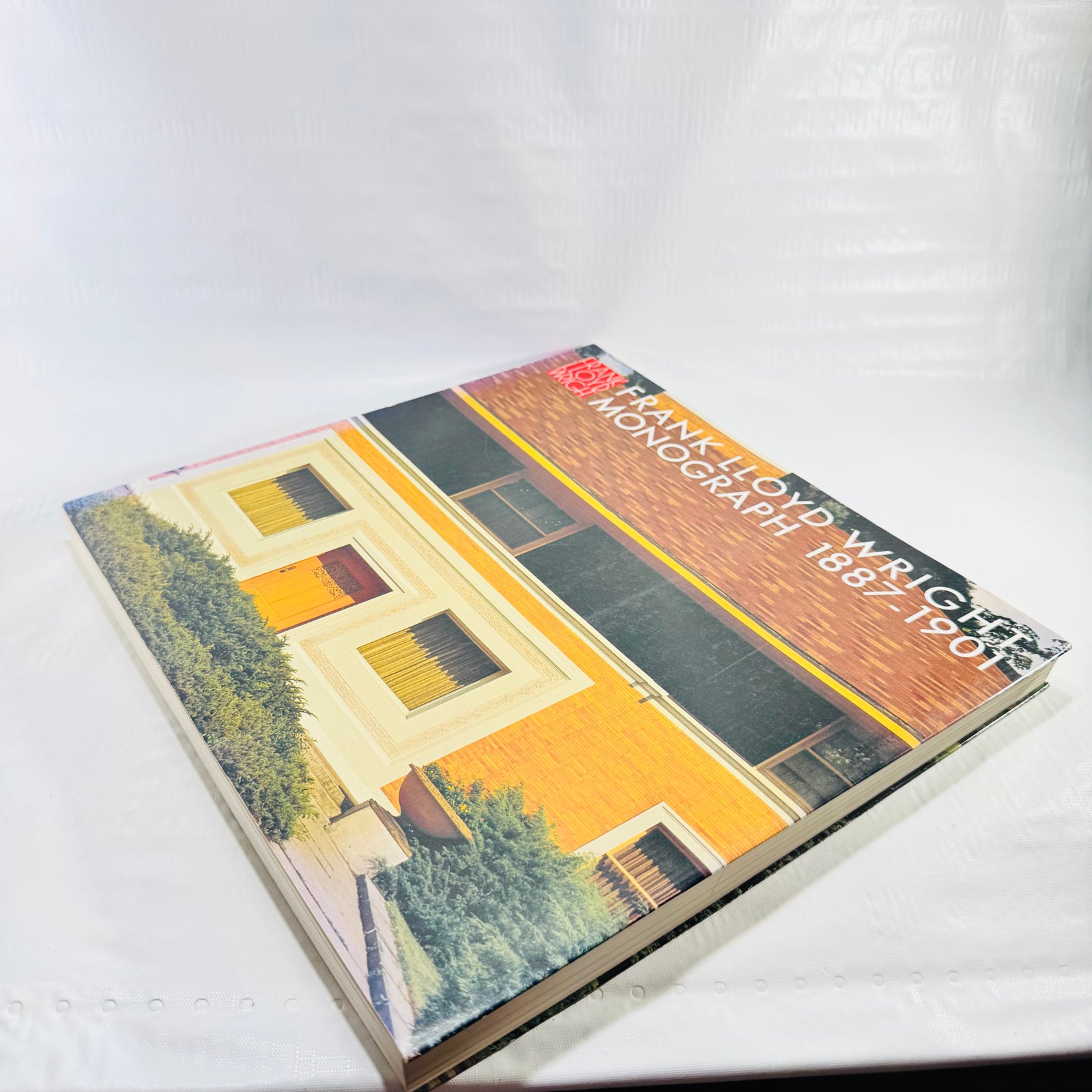 Angled front view of the oversized Frank Lloyd Wright Monograph softcover