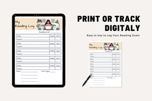 FREE Digital Reading Log Printable Page PDF Letter Size