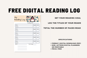 FREE Digital Reading Log Printable Page PDF Letter Size