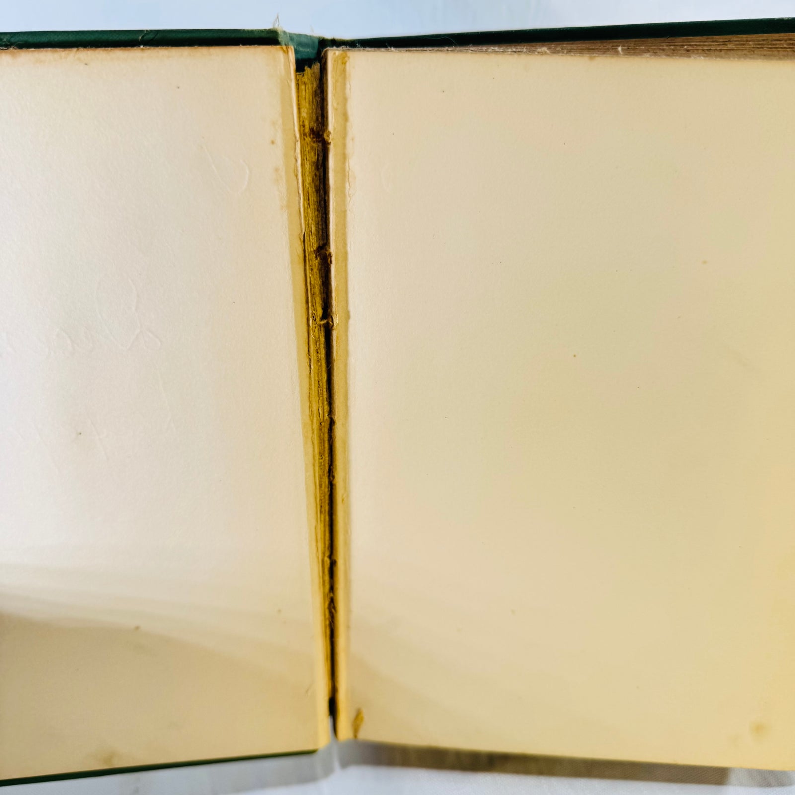 Split in the binding at the front inner hinge of the 1907 Harper's book