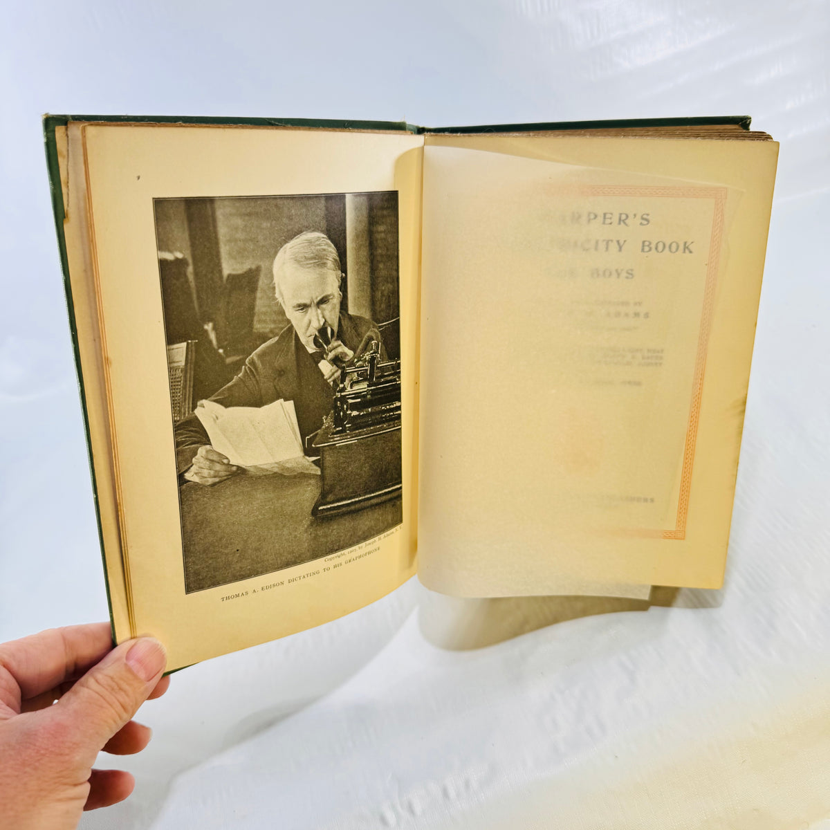 Thomas Edison frontispiece photograph with tissue guard