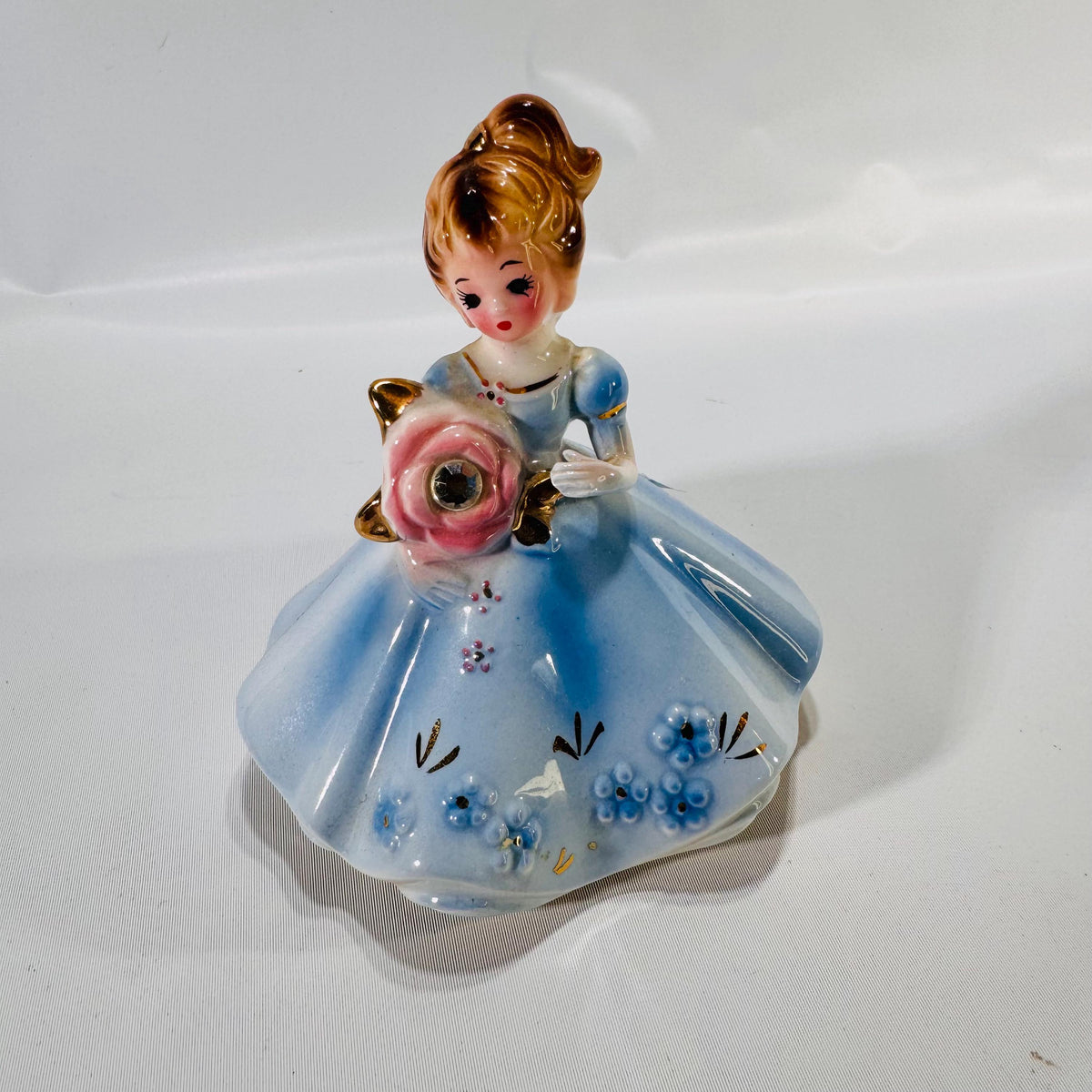 Vintage 1950s Josef Originals April Birthstone Girl Figurine – Faux Diamond Accent
