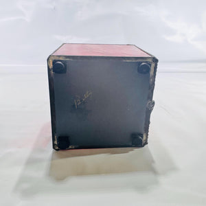 Stained Glass Moon & Star Box • 4×4×4 in Red Cube Candle Holder • Vintage Estate Find – Crescent Moon Shadow Box Décor