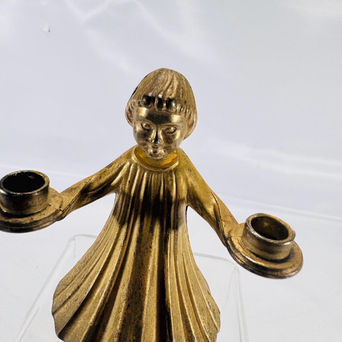Vintage Italian AngelBrass Small Candle Holder – 3×3″ Marked “Italy”