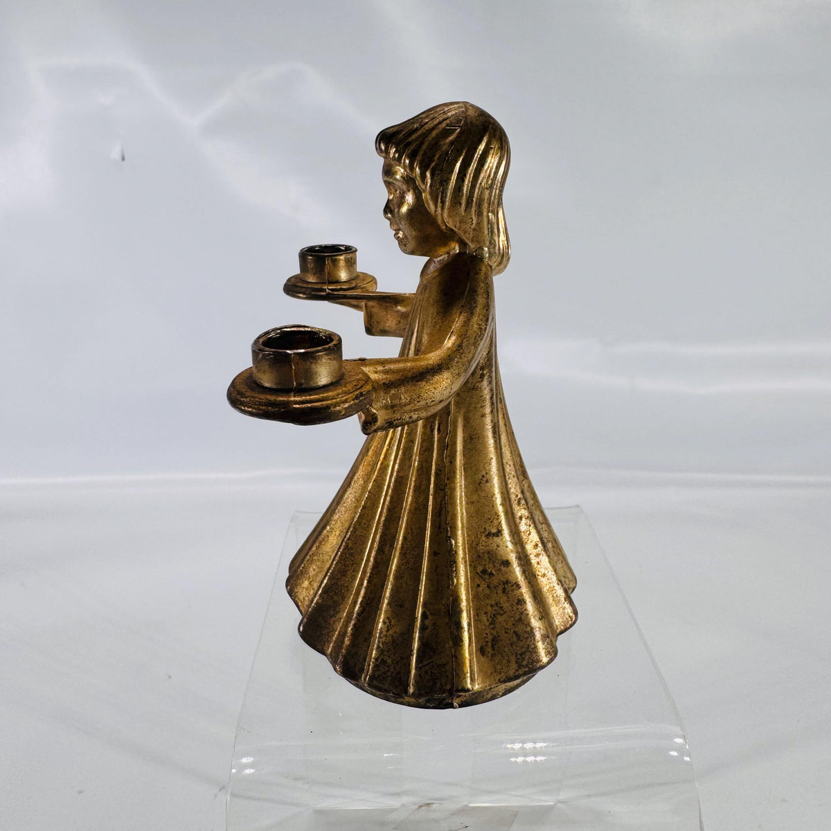 Vintage Italian AngelBrass Small Candle Holder – 3×3″ Marked “Italy”