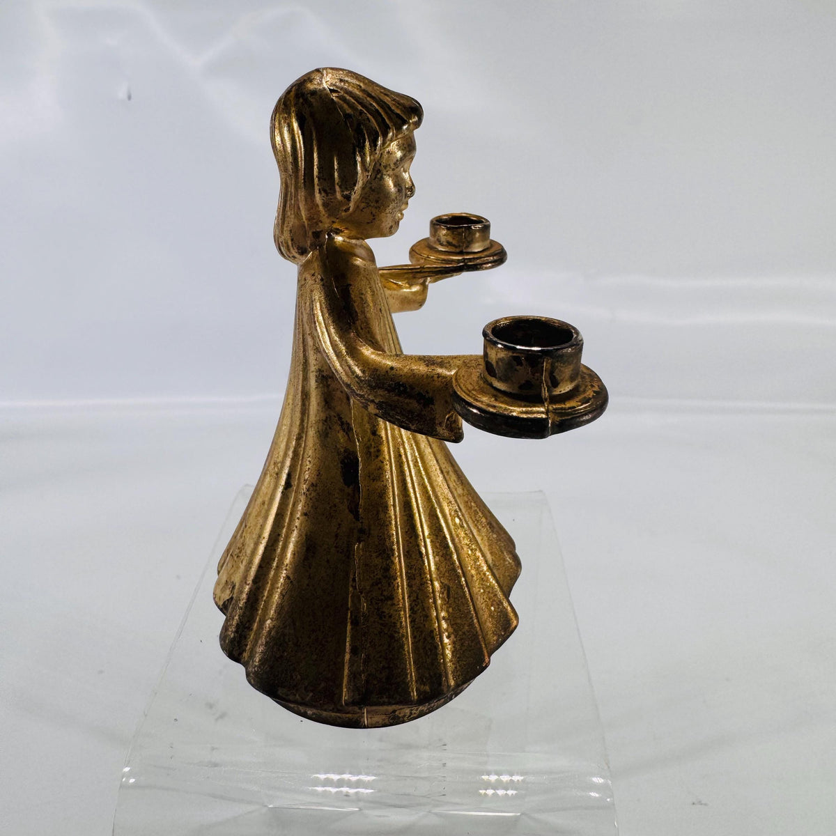 Vintage Italian AngelBrass Small Candle Holder – 3×3″ Marked “Italy”