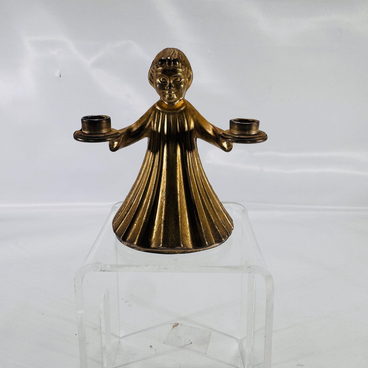 Vintage Italian AngelBrass Small Candle Holder – 3×3″ Marked “Italy”