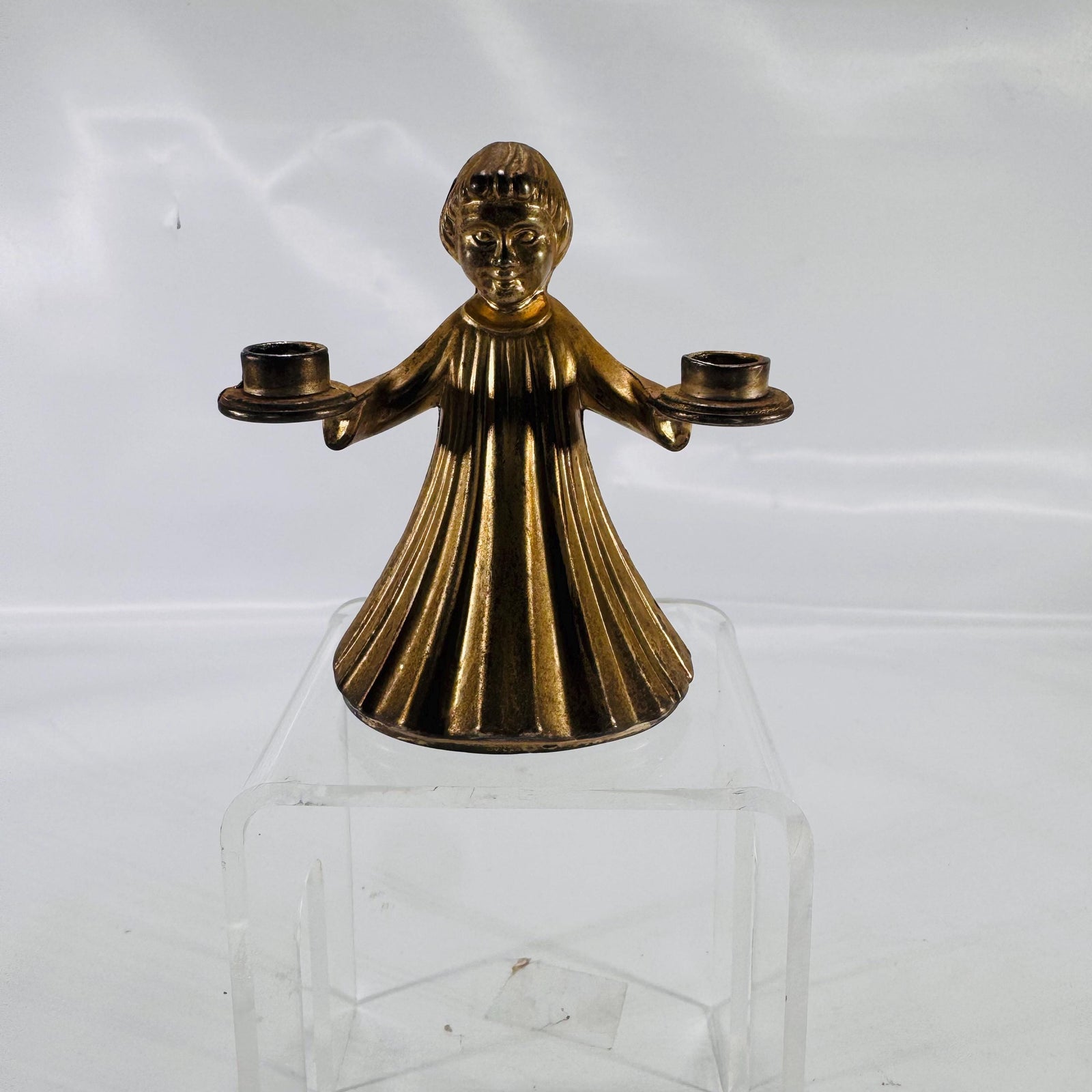 Vintage Italian AngelBrass Small Candle Holder – 3×3″ Marked “Italy”