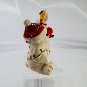 Lenox® Christmas Figurine Lot of 2 – Porcelain 4″ Holiday Bear & Angel Ornaments with Gold Accents