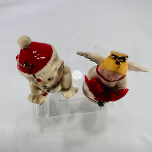 Lenox® Christmas Figurine Lot of 2 – Porcelain 4″ Holiday Bear & Angel Ornaments with Gold Accents