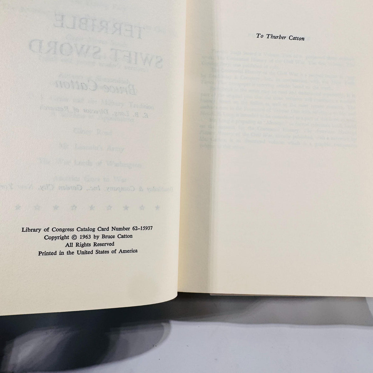 Terrible Swift Sword by Bruce Catton (1963) – Civil War History, Doubleday HC w/ Dust Jacket, Maps, Volume Two