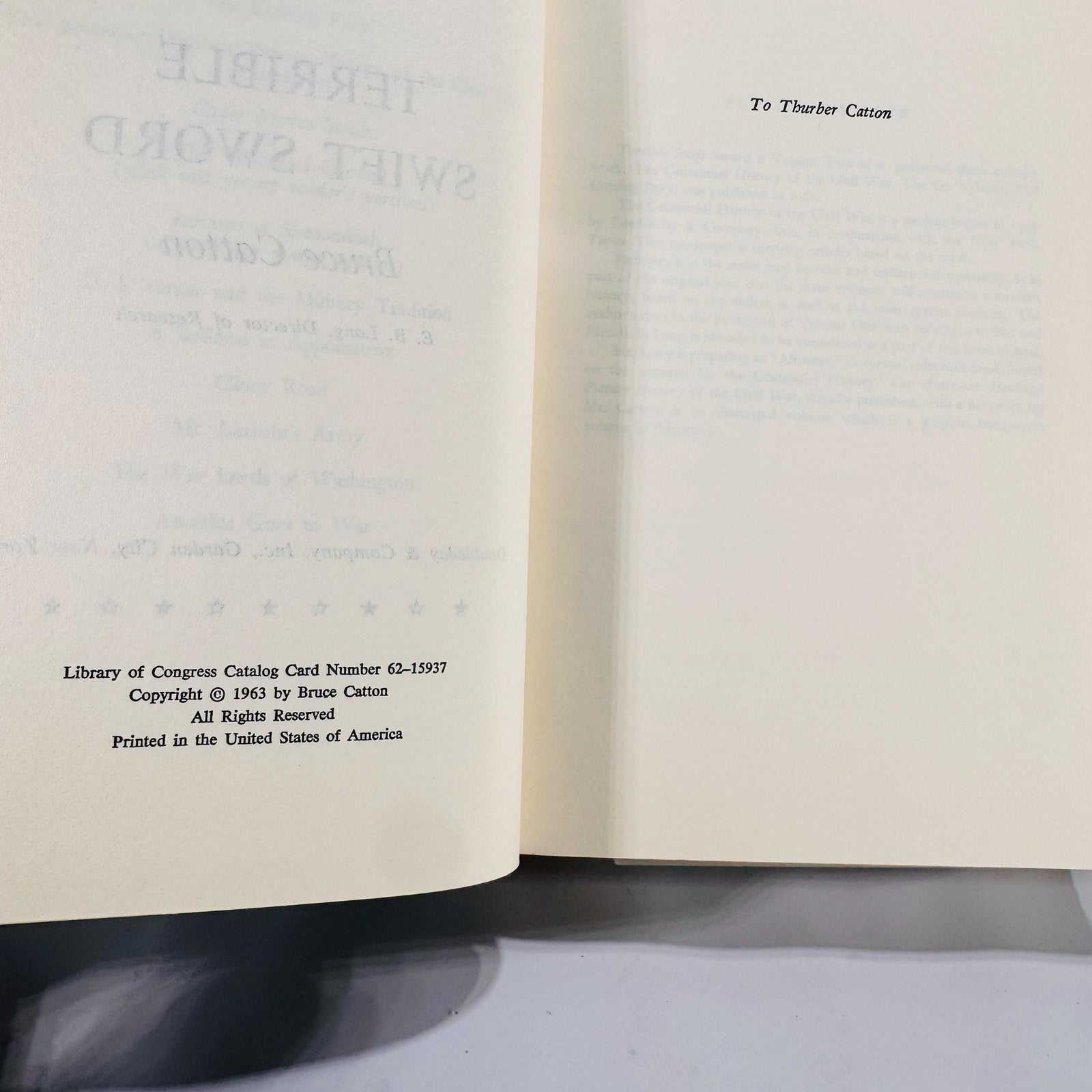 Terrible Swift Sword by Bruce Catton (1963) – Civil War History, Doubleday HC w/ Dust Jacket, Maps, Volume Two