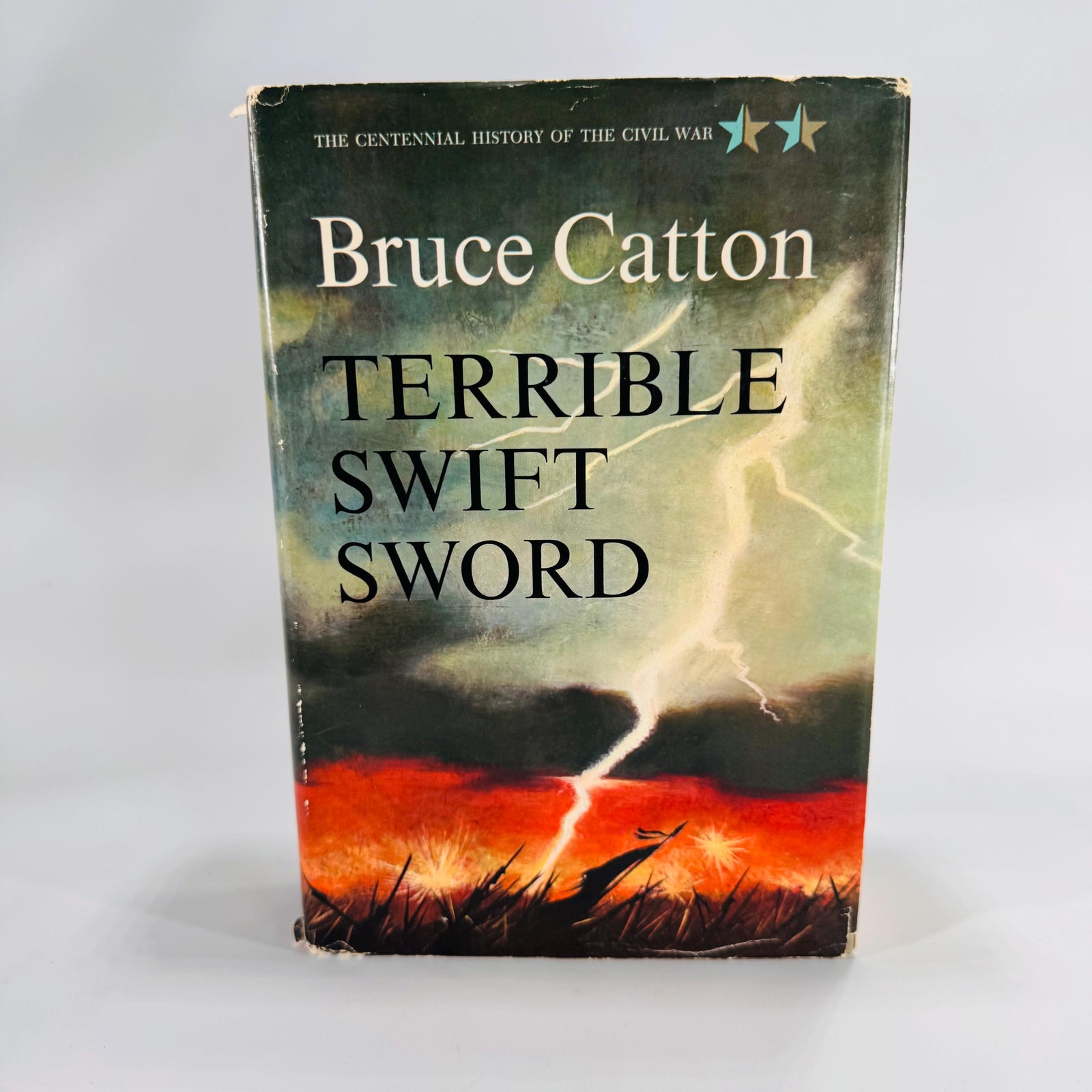 Terrible Swift Sword by Bruce Catton, 1963 Doubleday hardcover with dust jacket, Civil War history, vintage book with map endpapers
