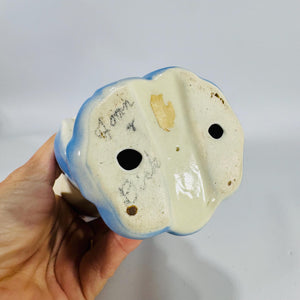 Vintage Ceramic Piggy Bank – Cream & Blue Piglet Coin Bank, Mid-Century Kitsch, 7″ Tall, Pig Lover Collectible