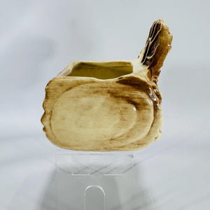 Shawnee Pottery Butterfly Planter 524, USA Mark, Cream & Brown Glaze, Mid-Century Flower Log Planter, 4x4x2 Vintage Ceramic Vase