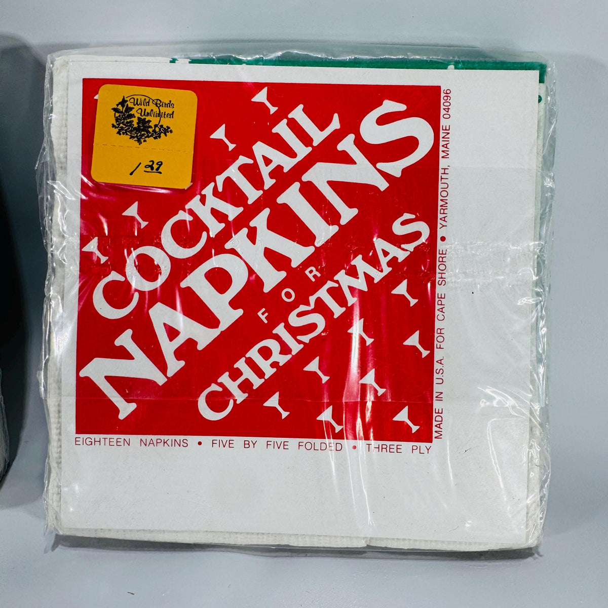 Vintage Wild Birds Unlimited Christmas Cocktail Napkins Set of 2 – Cardinals & Chickadees, Sealed 5x5 Retro Holiday Table Décor Made in USA