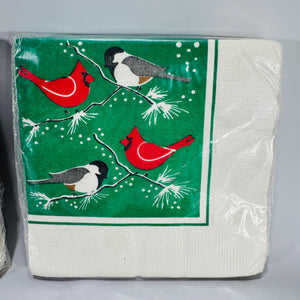 Vintage Wild Birds Unlimited Christmas Cocktail Napkins Set of 2 – Cardinals & Chickadees, Sealed 5x5 Retro Holiday Table Décor Made in USA