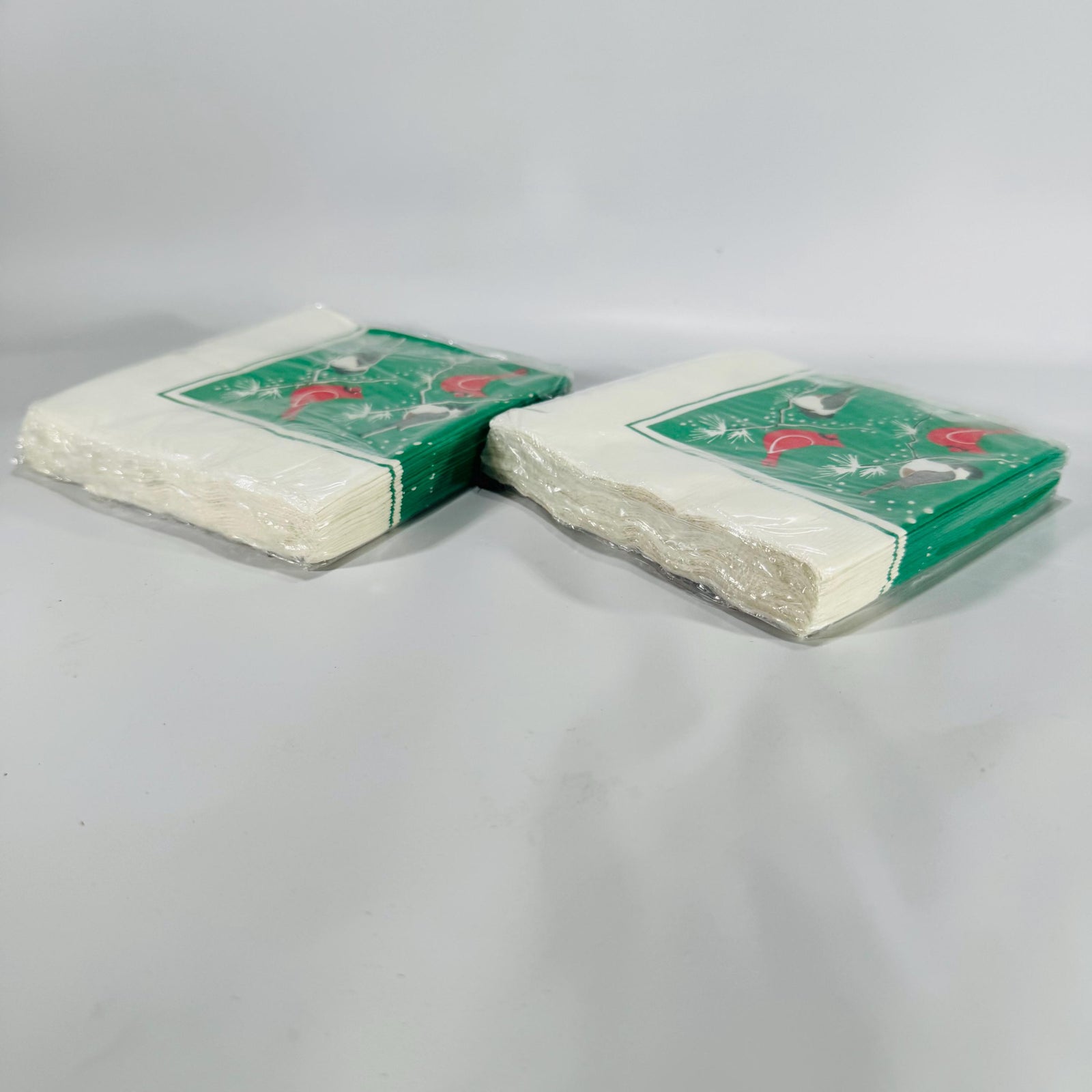 Vintage Wild Birds Unlimited Christmas Cocktail Napkins Set of 2 – Cardinals & Chickadees, Sealed 5x5 Retro Holiday Table Décor Made in USA