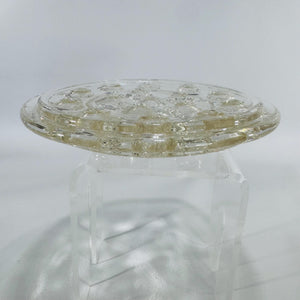Vintage Clear Glass Flower Frog Insert, 5 inch Round Multi-Hole Floral Arranger, Round Dome Style, Mid-Century Vase Topper