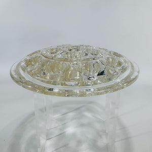 Vintage Clear Glass Flower Frog Insert, 5 inch Round Multi-Hole Floral Arranger, Round Dome Style, Mid-Century Vase Topper