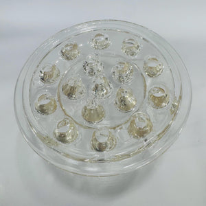 Vintage Clear Glass Flower Frog Insert, 5 inch Round Multi-Hole Floral Arranger, Round Dome Style, Mid-Century Vase Topper