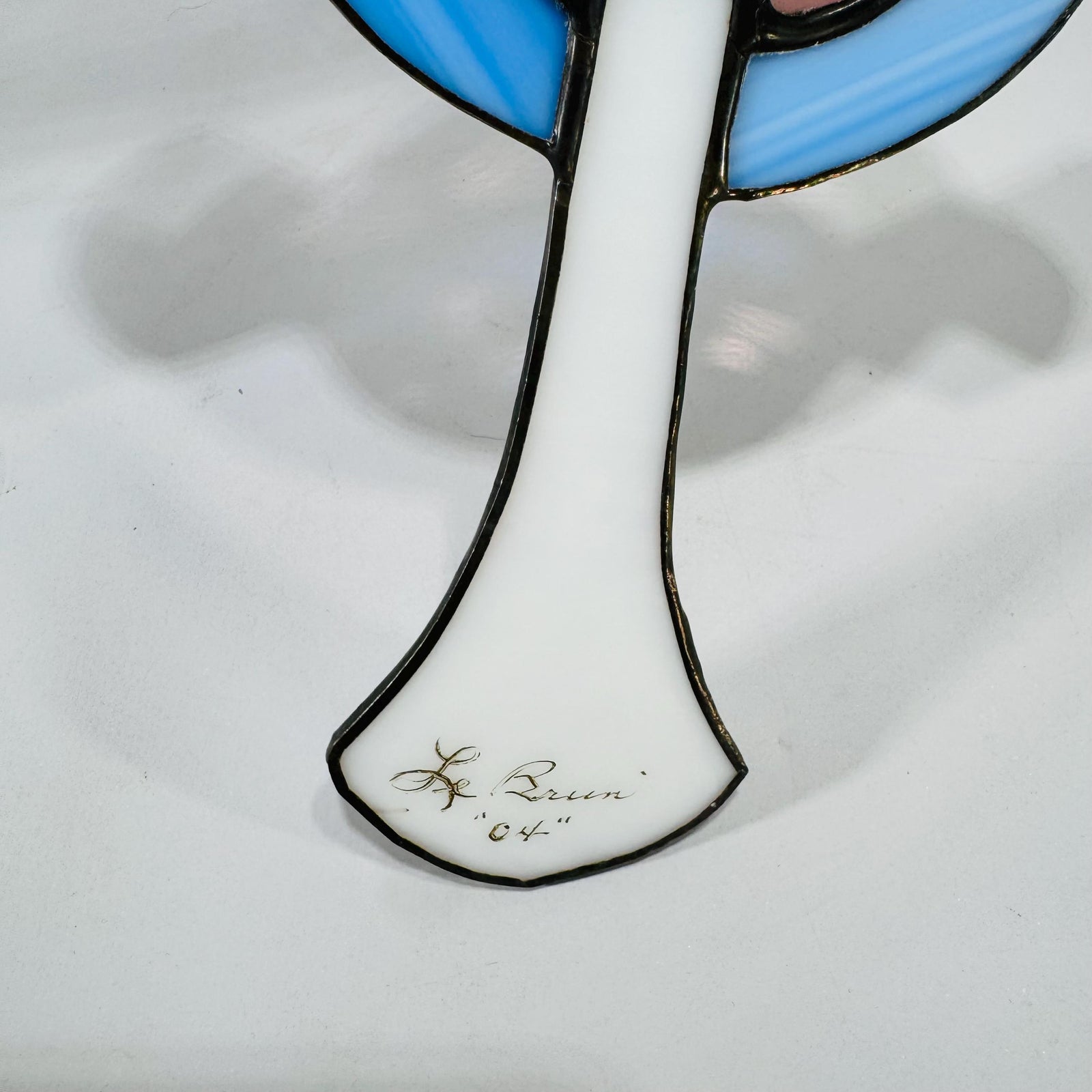 Vintage Stained Glass Celtic Cross Suncatcher, Blue White 9x6, Artist Signed & Dated 2004, Faith Window Art, Ready to Hang Gift Ready