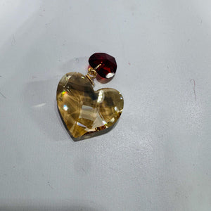 Swarovski Festive Hearts Ornament or Necklace (1001567) – Golden Shadow & Light Siam Crystal Heart, Original Box, Collectible Gift-Ready