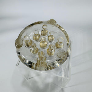 Vintage Clear Glass Flower Frog, Footed 9-Hole Round Arranger, 3"—Perfect for Small Bouquets & Frog Collection Midcentury Arrangement Tool