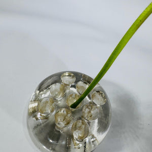 Vintage Clear Glass Flower Frog, Footed 9-Hole Round Arranger, 3"—Perfect for Small Bouquets & Frog Collection Midcentury Arrangement Tool