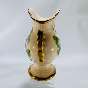 Hull Art Pottery Vase H-6-6.5 USA with Blue Flowers & Gold Trim, Vintage Mid Century Ceramic Floral Urn, Collectible Home Decor Gift