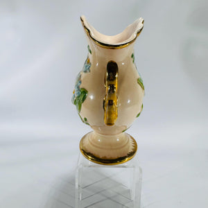 Hull Art Pottery Vase H-6-6.5 USA with Blue Flowers & Gold Trim, Vintage Mid Century Ceramic Floral Urn, Collectible Home Decor Gift