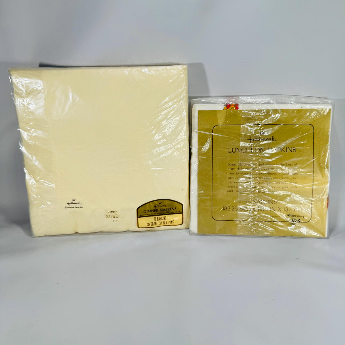 Vintage Hallmark Thanksgiving Napkins NOS—2 Sealed Packs, “Let Us Give Thanks” & Harvest Leaves, Made in USA, Fall Table Decor, 1970s