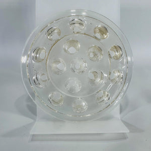 Vintage Clear Glass Flower Frog Insert, 5 inch Round Multi-Hole Floral Arranger, Round Dome Style, Mid-Century Vase Topper