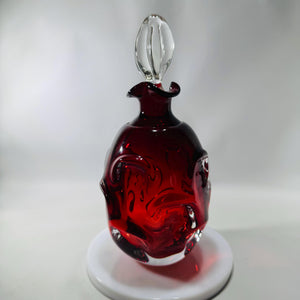 Bo Borgström for Åseda | Ruby Red Art Glass Decanter w/ Clear Stopper | Knobbly Swirls, Sommerso Base | Swedish MCM | Bold Mid-Century