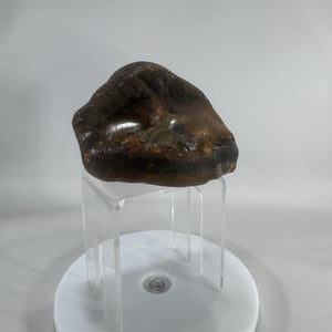 Landscape Agate Display Stone |Polished “Picture” Agate Slice |5" Desk Specimen, 1.5 lb |Gray Cream Bands |Natural Mineral Decor|Paperweight
