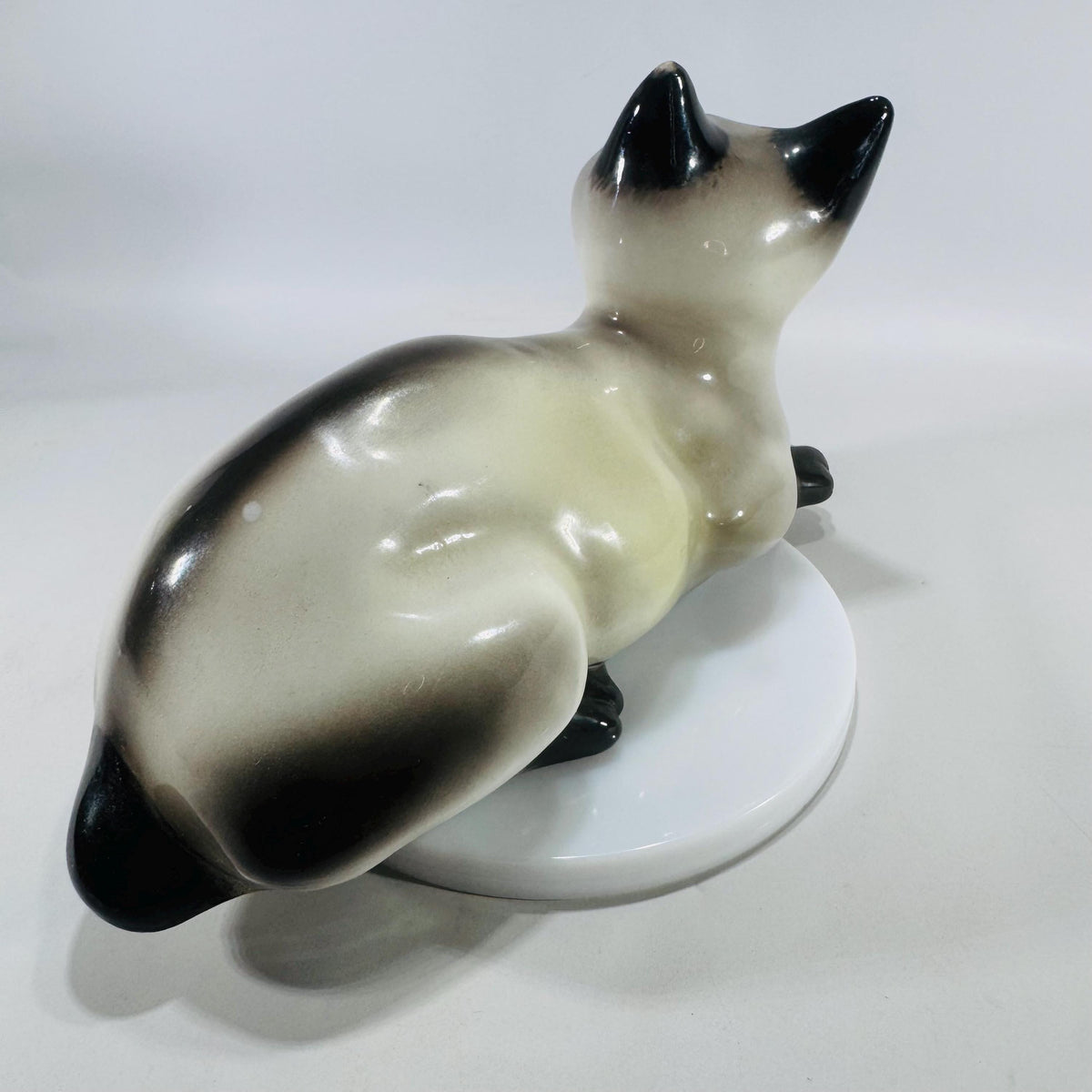 Vintage Italian Siamese Cat Figurine | Ceramic Cat with Blue Glass Eyes | Mid Century Decor | Italy Pottery | 8 Inch Collectible Cat Statue