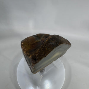 Landscape Agate Display Stone |Polished “Picture” Agate Slice |5" Desk Specimen, 1.5 lb |Gray Cream Bands |Natural Mineral Decor|Paperweight