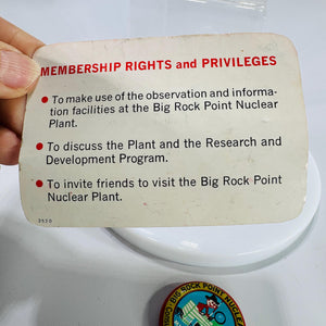Vintage Big Rock Point Nuclear Plant Inspectors Club Pin & Certificate Card • Mighty Atom Club Ephemera • Atomic Age Collectible