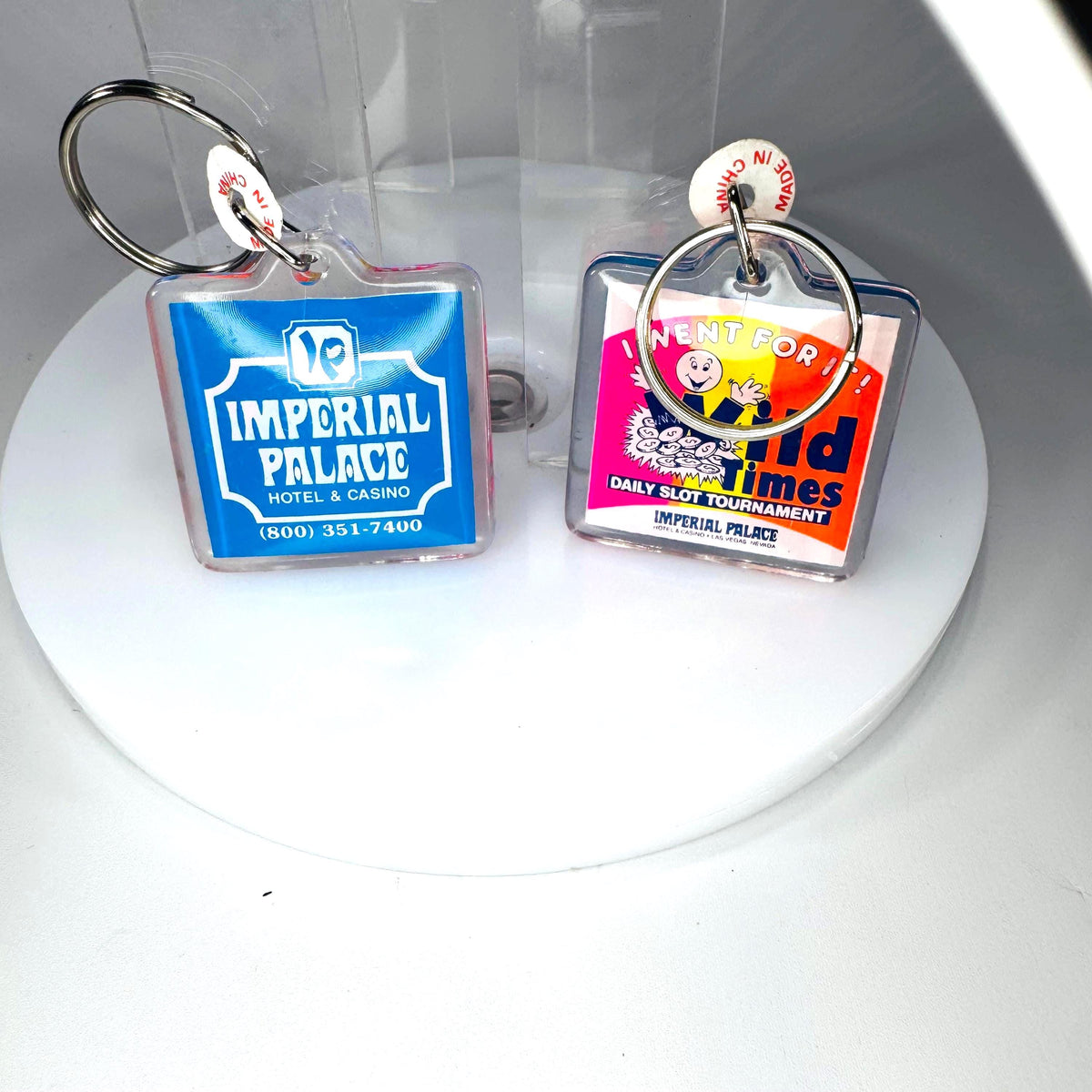 Vintage Imperial Palace Las Vegas Keychains (2 Identical) | Casino Souvenir | Old Times Slot Tournament | 1980s–90s
