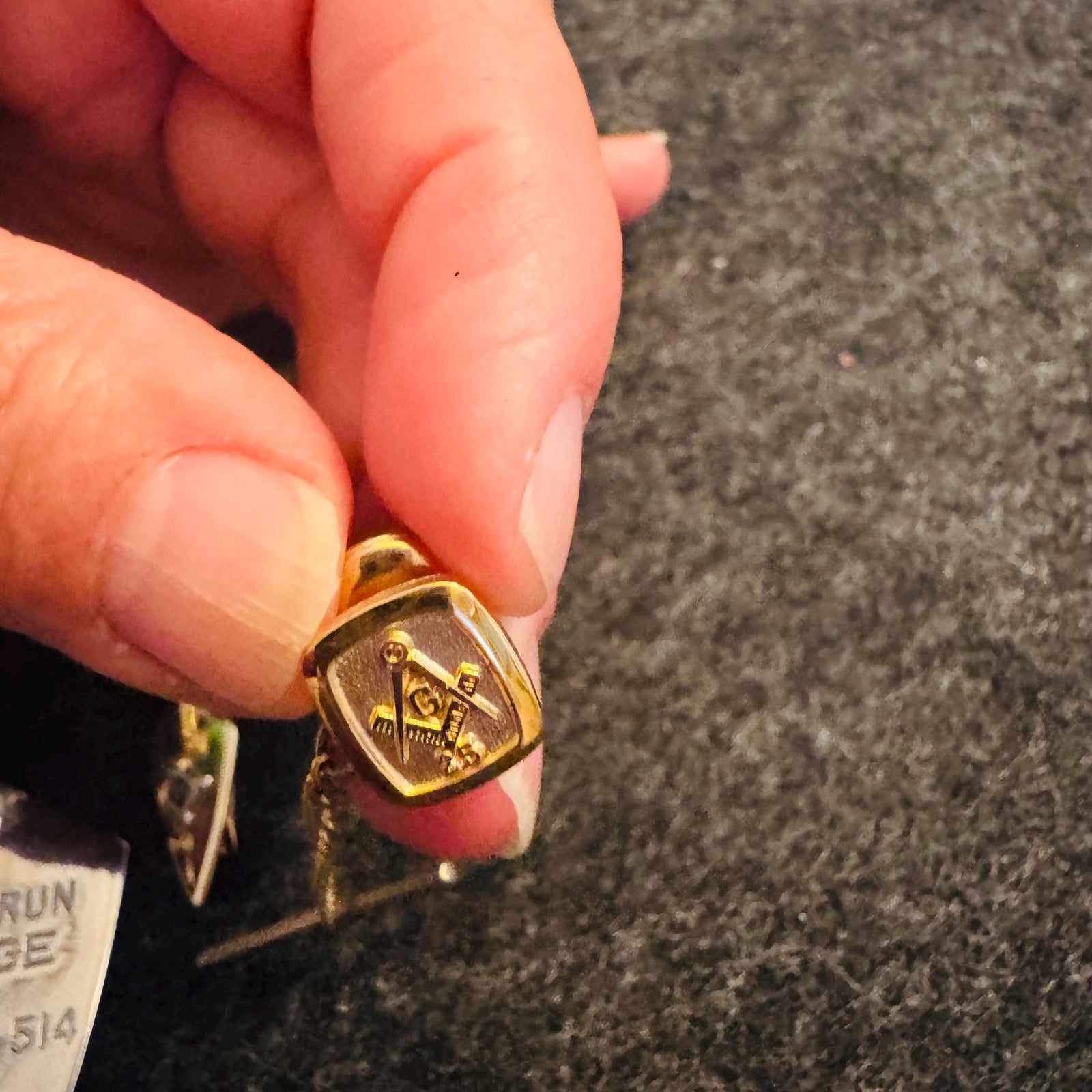 Vintage Masonic Freemason Accessories Lot–Birch Run Lodge No. 514 F AM Mini Trowel 3” Swank Trowel Tie Clip (1.5”) Tie Tack & Lapel Pins