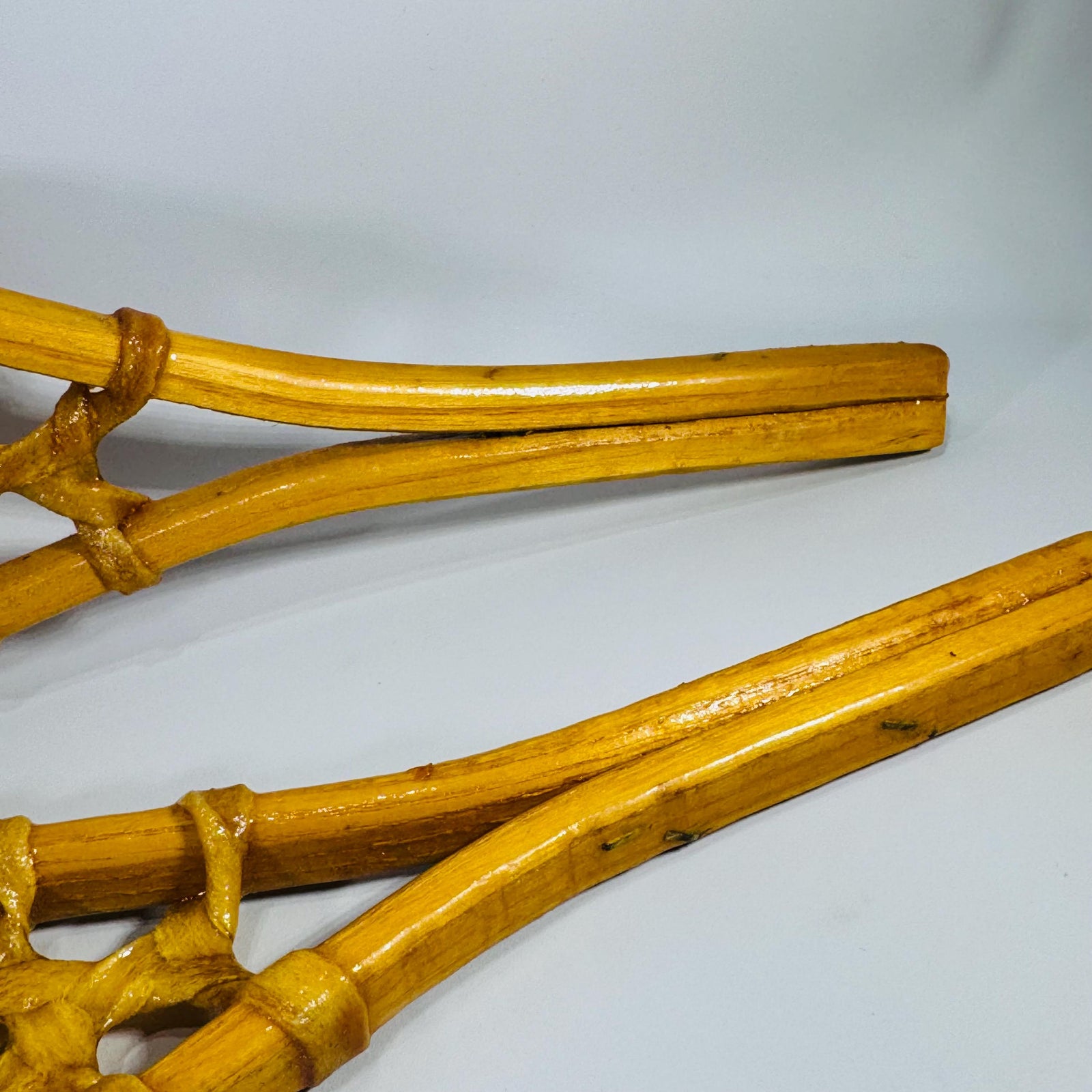 Vintage Miniature Snowshoes Pair 16” Wood & Rawhide | Salesman Sample Cabin Lodge Wall Decor | Rustic Winter Shelf Gift