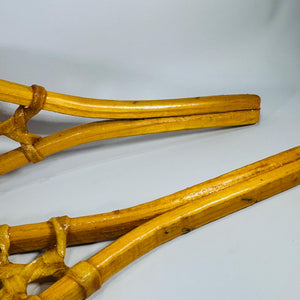 Vintage Miniature Snowshoes Pair 16” Wood & Rawhide | Salesman Sample Cabin Lodge Wall Decor | Rustic Winter Shelf Gift