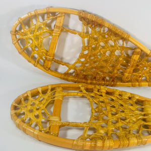 Vintage Miniature Snowshoes Pair 16” Wood & Rawhide | Salesman Sample Cabin Lodge Wall Decor | Rustic Winter Shelf Gift