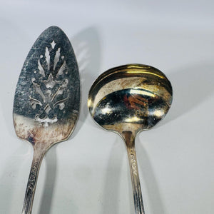 Oneida Community Tudor Silver Plate Queen Bess II Pie Server Gravy Ladle Set Vintage 1946 Pattern Gift