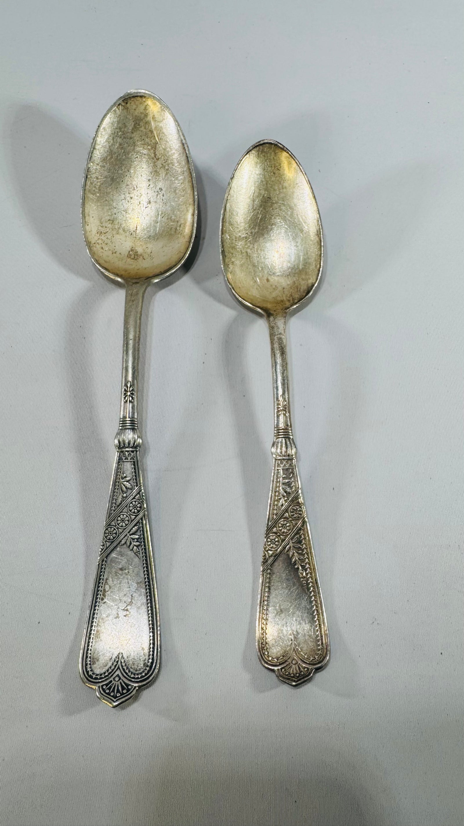 Set of 2 Vintage Rogers Bros Serving Spoons – Mixed Patterns, Silverplate