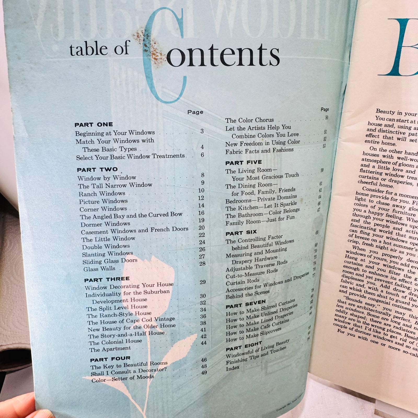 Kirsch Guide to Window Beauty table of contents