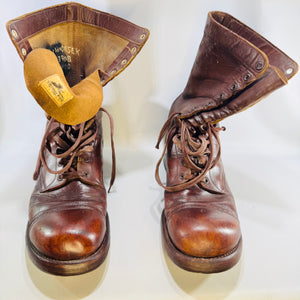 Sky Master WWII Jump Boots 1946 Named Donald J VanOrsek Size 10½ Brown Leather Airborne Paratrooper Military Boots