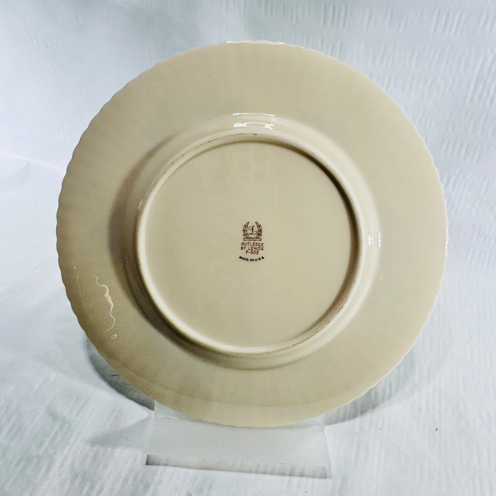 Back of the plate showing the Rutledge by Lenox P-303 backstamp