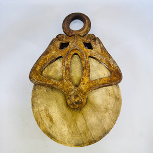 Antique Louden A21 Barn Pulley Cast Iron Wood Wheel Fairfield Iowa Farm Decor