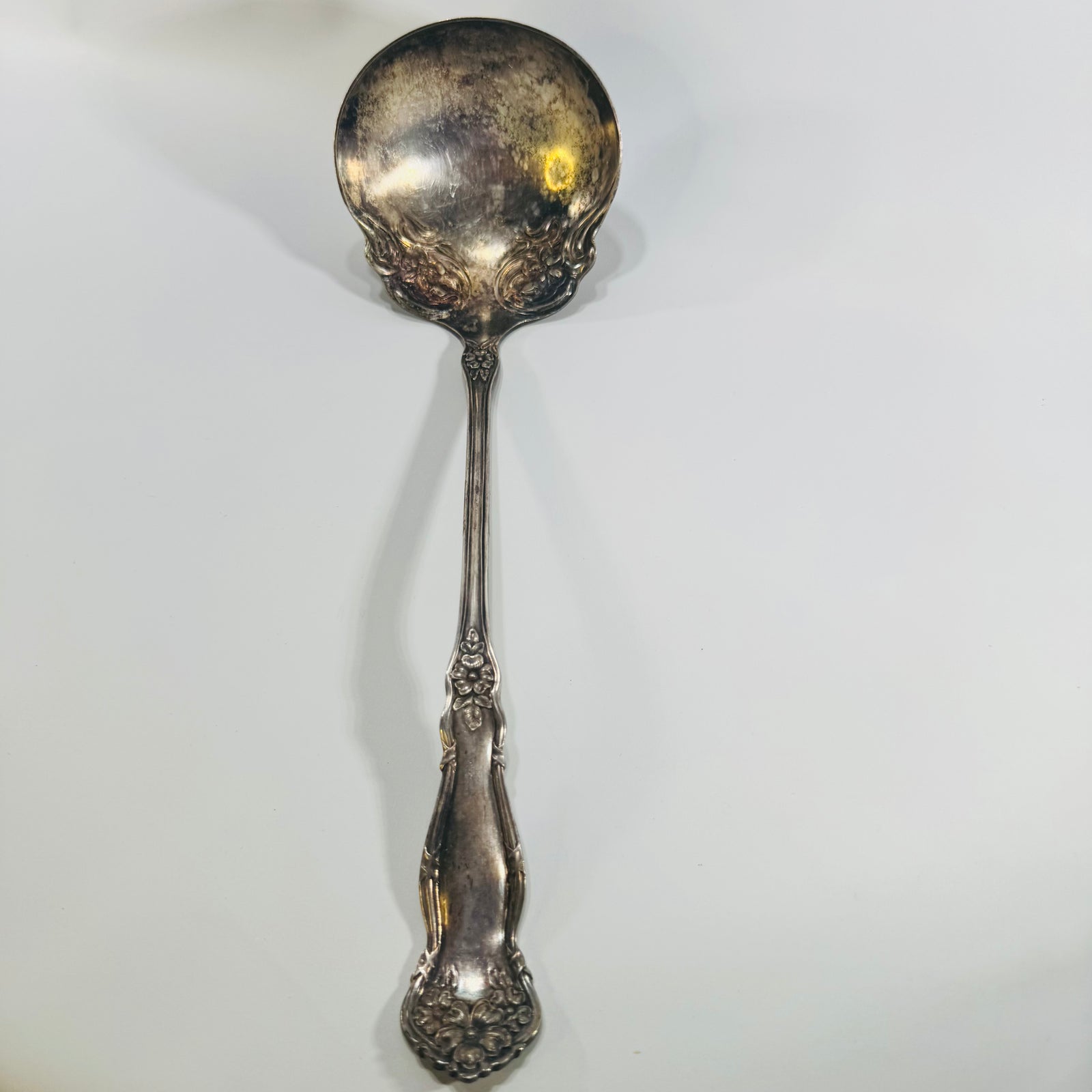 Simeon L. & George H. Rogers XTRA Silverplate Ladle Early 1900s Floral Sauce Serving Piece